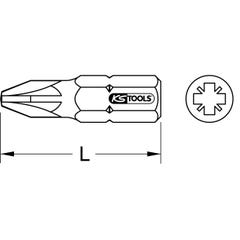 KS TOOLS 918.3211 Boite de 5 embouts de vissage à code couleur TORSIONpower®, L. 25 mm - 1/4'' - POZIDRIV®, PZ2 2