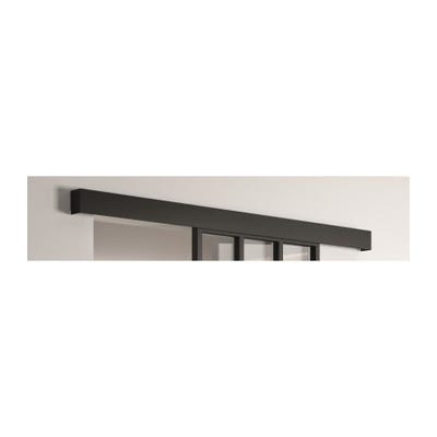 OPTIMUM - Kit porte coulissante + rail + bandeau Atelier - H 204 x L 93 x P  4 cm - Noir verre transparent ❘ Bricoman