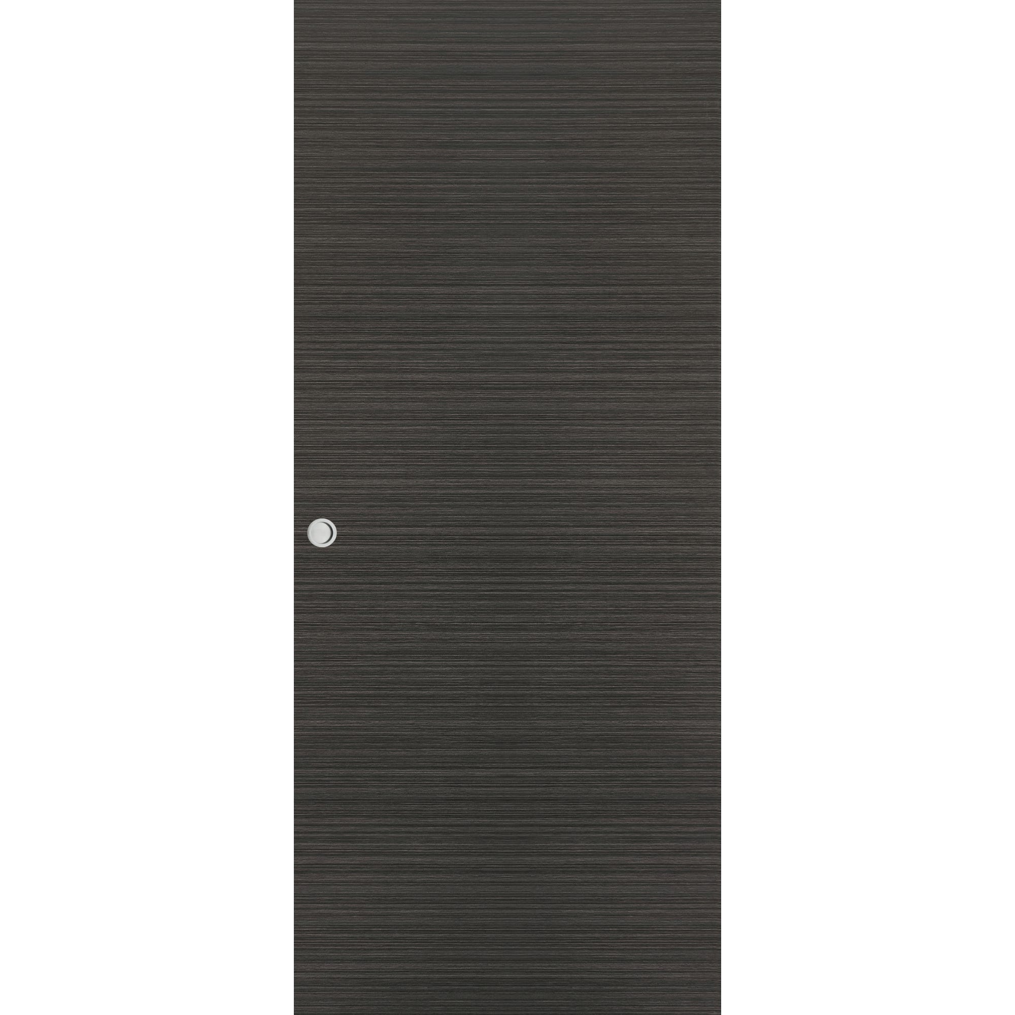Kit porte coulissante décor chêne foncé MILANO + rail 2 amortisseurs + cache rail aluminium gris- 204 x 83 cm 1