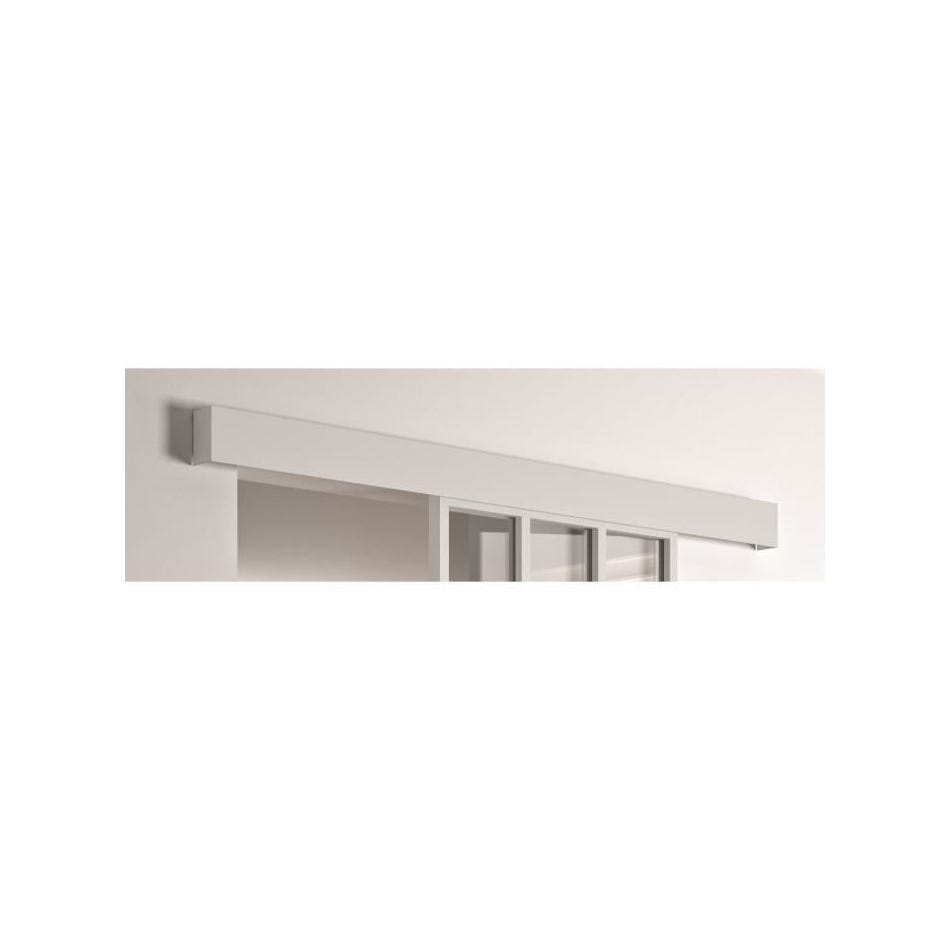 OPTIMUM Kit porte coulissante ATELIER blanc structuré + rail + cache rail - 204 x 83 cm - verre transparent 2