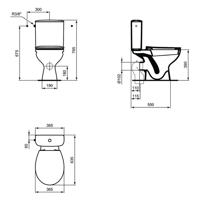 Ideal Standard - Pack WC prêt à poser avec abattant 63 x 36 cm blanc - Noebis Ideal standard 1