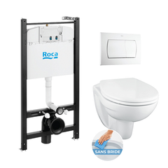 Roca Pack Bâti-support ROCA ACTIVE + WC suspendu Porcher sans bride + plaque de commande chrome mat (RocaActivePorcher-2) 1