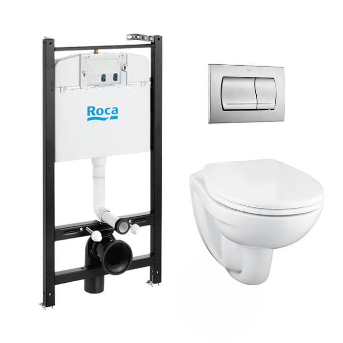 Roca Pack Bâti-support ROCA ACTIVE + WC suspendu Porcher sans bride + plaque de commande chrome mat (RocaActivePorcher-2) 0