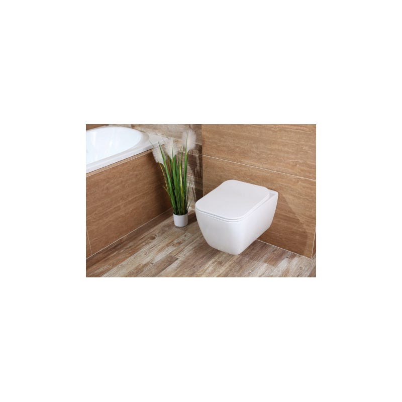 Roca Pack Bâti-support ROCA ACTIVE + WC sans bride Idevit Havana + abattant ultra fin + plaque chrome mat (RocaActiveHavana-2) 1