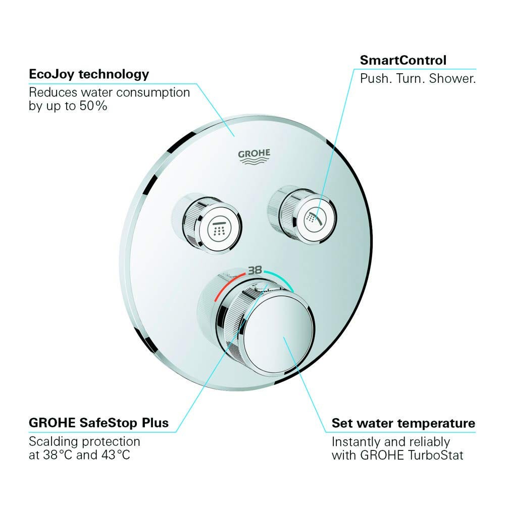 Grohe - Thermostatique pour installation encastrée 2 sorties chromé - Grohtherm SmartControl 3