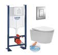 Grohe Pack WC autoportant avec cuvette Swiss Aqua Technologies sans bride + Plaque chrome (ProjectSATrimless-1)