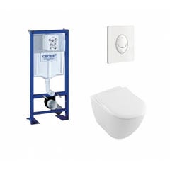 Pack WC Grohe Rapid SL + Cuvette Subway 2.0 Villeroy + Plaque Blanche 0