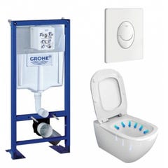 Pack WC Grohe Rapid SL + Cuvette Tesi AquaBlade Ideal Standard + Plaque blanche 0