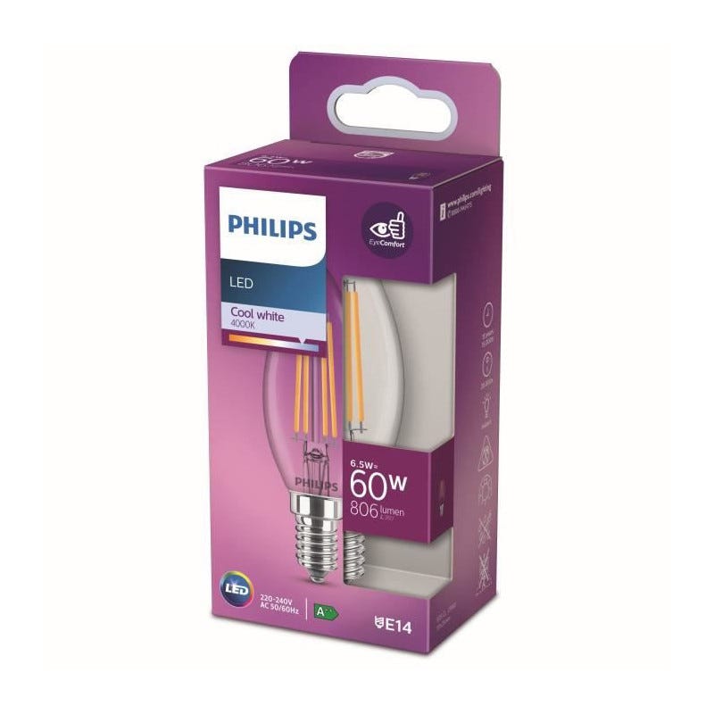 Philips Ampoule LED Equivalent 60W E14 Blanc froid Non dimmable 0