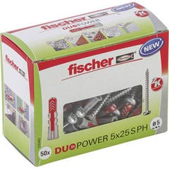 Fischer DUOPOWER 5x25 S PH LD Cheville 2 éléments 25 mm 5 mm 535462 50 pc(s) 0