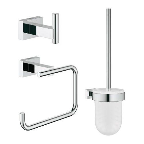 WC suspendu compact SEREL + bâti support GROHE + abattant + plaque + accessoires 2