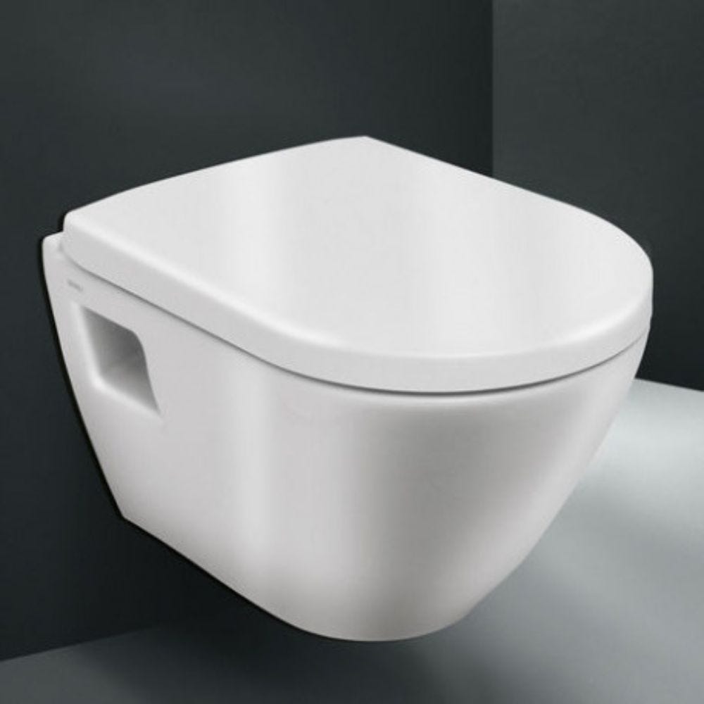 WC suspendu compact SEREL + bâti support GROHE + abattant + plaque + dérouleur 1