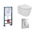 Ideal Standard Pack WC suspendu compact Connect space + abattant + plaque + bâti Grohe, chrome
