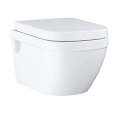 Grohe Pack WC suspendu sans bride Euro Ceramic + abattant + plaque blanche + bâti Grohe 1