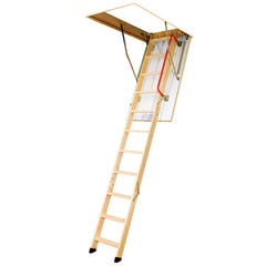 Escalier escamotable bois - Hauteur sous plafond 2.80m - Trémie 70x120cm - LWK70120-2
