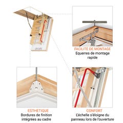 Echelle escamotable bois - Ouverture du plafond de 70 x 120cm - LWZ70120-2 4