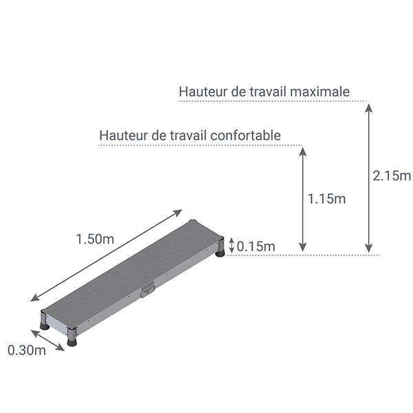Marchepied aluminium 1 marche - Largeur 1.50m - MP1-150 1