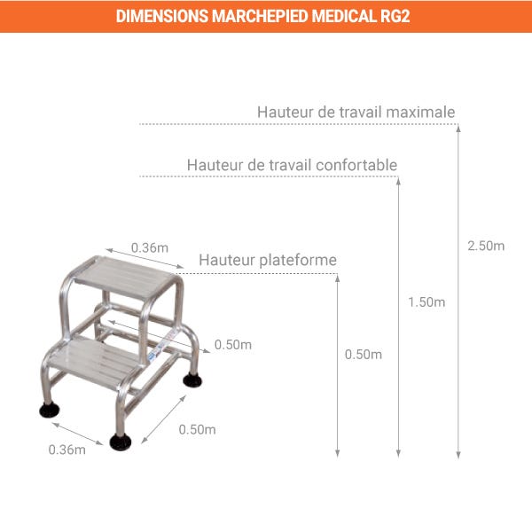 Marchepied aluminium - 3 marches - Hauteur atteignable de 2.75m - PL3 2