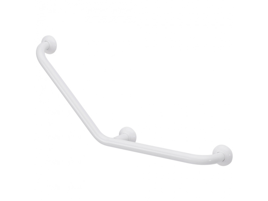 Barre D'appui Coudée 135°, 400 X 400 Mm, Aluminium Epoxy Blanc, 3 Pf - Barre Appui Coudée 135°3pf Angle 135° Symétrique,
