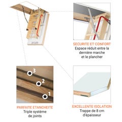 Echelle escamotable bois - Ouverture du plafond de 60 x 130cm - LWT60130-3 5