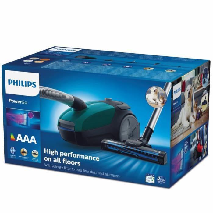 PHILIPS FC8246/09 PowerGo Aspirateur avec sac - Brosse Turbo - 77db - Vert
