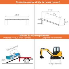 Rampe de chargement pliable - Largeur 750mm - Longueur 3500mm - Hauteur à franchir de 932mm - Prix Unitaire - SLK3500/750 2