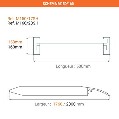 Rampe de chargement grande largeur : 500mm - Longueur 1000mm - Hauteur à franchir 170mm à 210mm - Charge max 7500kg - Prix Unitaire - M140/10SH 2