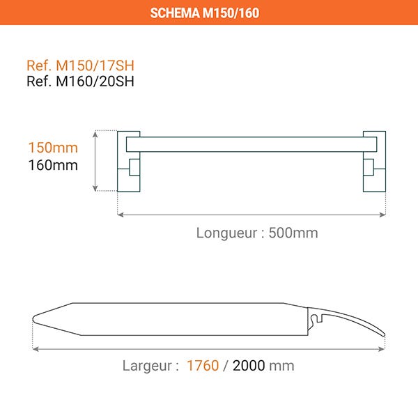 Rampe de chargement grande largeur : 500mm - Longueur 1500mm - Hauteur à franchir 270mm à 310mm - Charge max 7500kg - Prix Unitaire - M150/15SH 2
