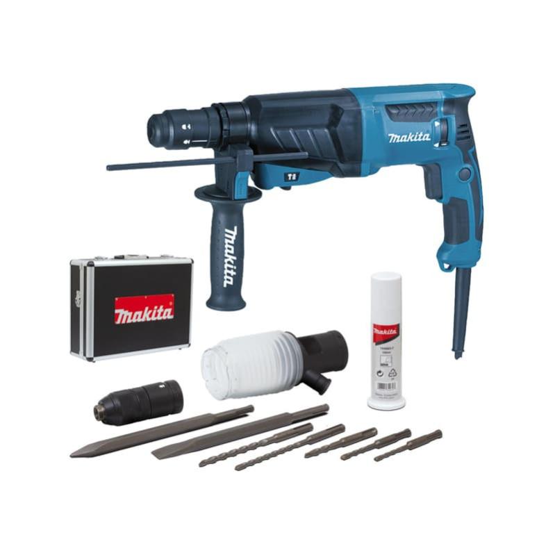 Perforateur burineur SDS-Plus 800W dans coffret avec kit d'accessoires - MAKITA HR2630TX4
