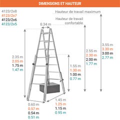 Echelle pour escaliers pour une hauteur atteignable de 2.77m. - 4123/2X5 1