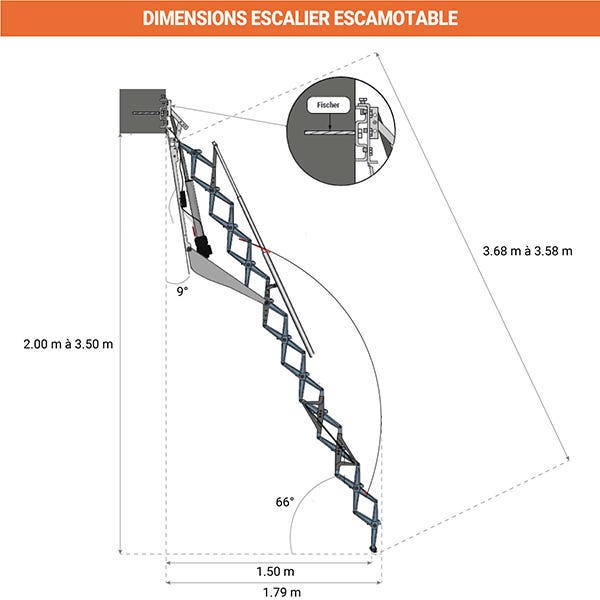 Escalier escamotable électrique pour mezzanine standard - FGM/65/SP-V 1