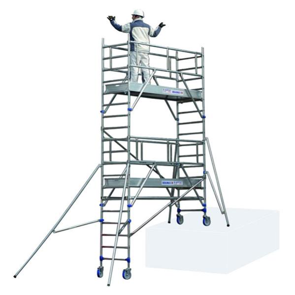 Echafaudage roulant en aluminium - Hauteur de travail max 4.85m - 26403730