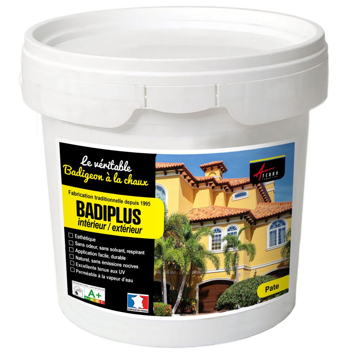 Badigeon à la chaux intérieur extérieur - BADIPLUS - 5 kg (jusqu'à 25 m²) - Cadix Crème - ARCANE INDUSTRIES 2