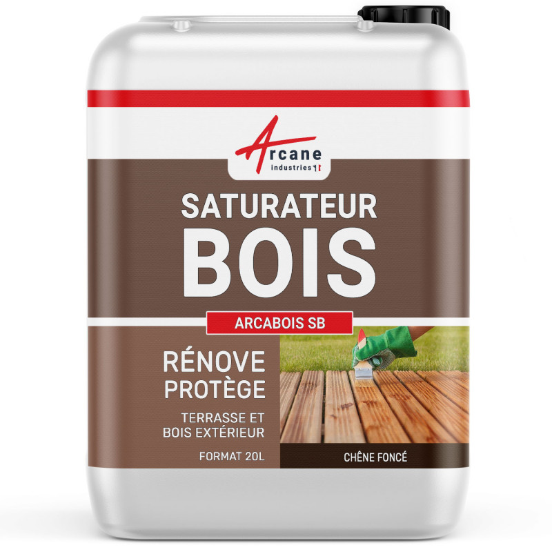 Saturateur Bois Naturel : Arcabois - Chêne Foncé (teinte Marron) - 20 L (jusqu A 100m²) - Arcane Industries