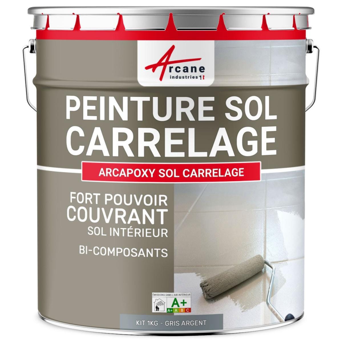 Peinture Résine Sol Carrelage - ARCAPOXY SOL CARRELAGE - 1 kg (jusqu'à 5 m² en 2 couches) - Gris Argent - RAL 7001 - ARCANE INDUSTRIES 0