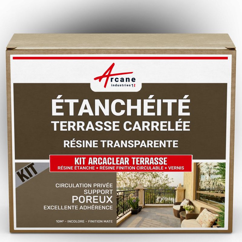 Résine D'étanchéité - Réparation Terrasse Fissurée - Transparent - Finition Mate - 10m², Circulation Privée, Support Poreux