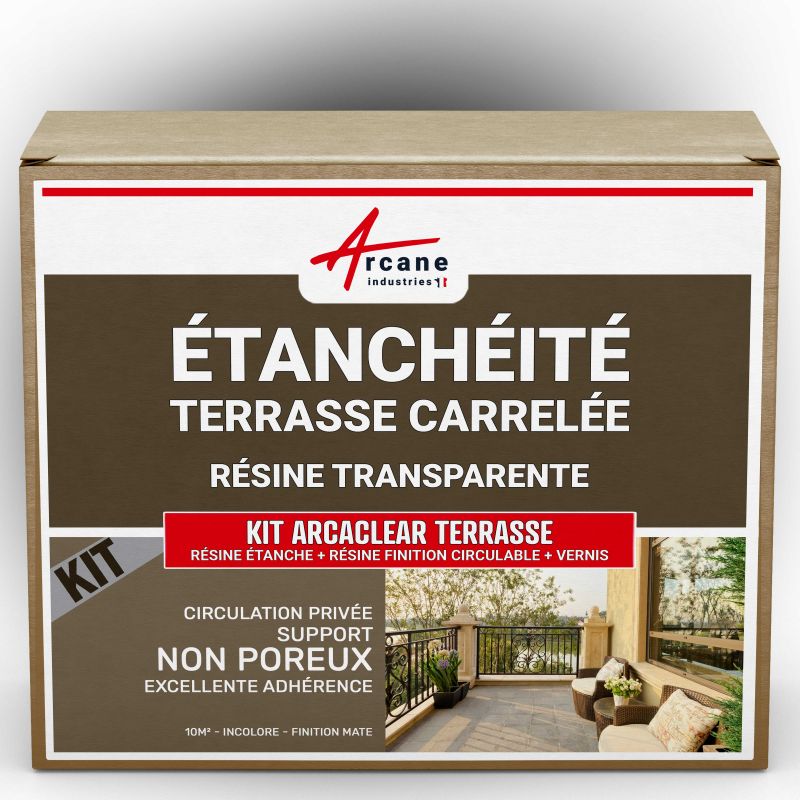 Résine D'étanchéité - Réparation Terrasse Fissurée - Transparent - Finition Mate - 10m², Circulation Privée, Support Non Poreux
