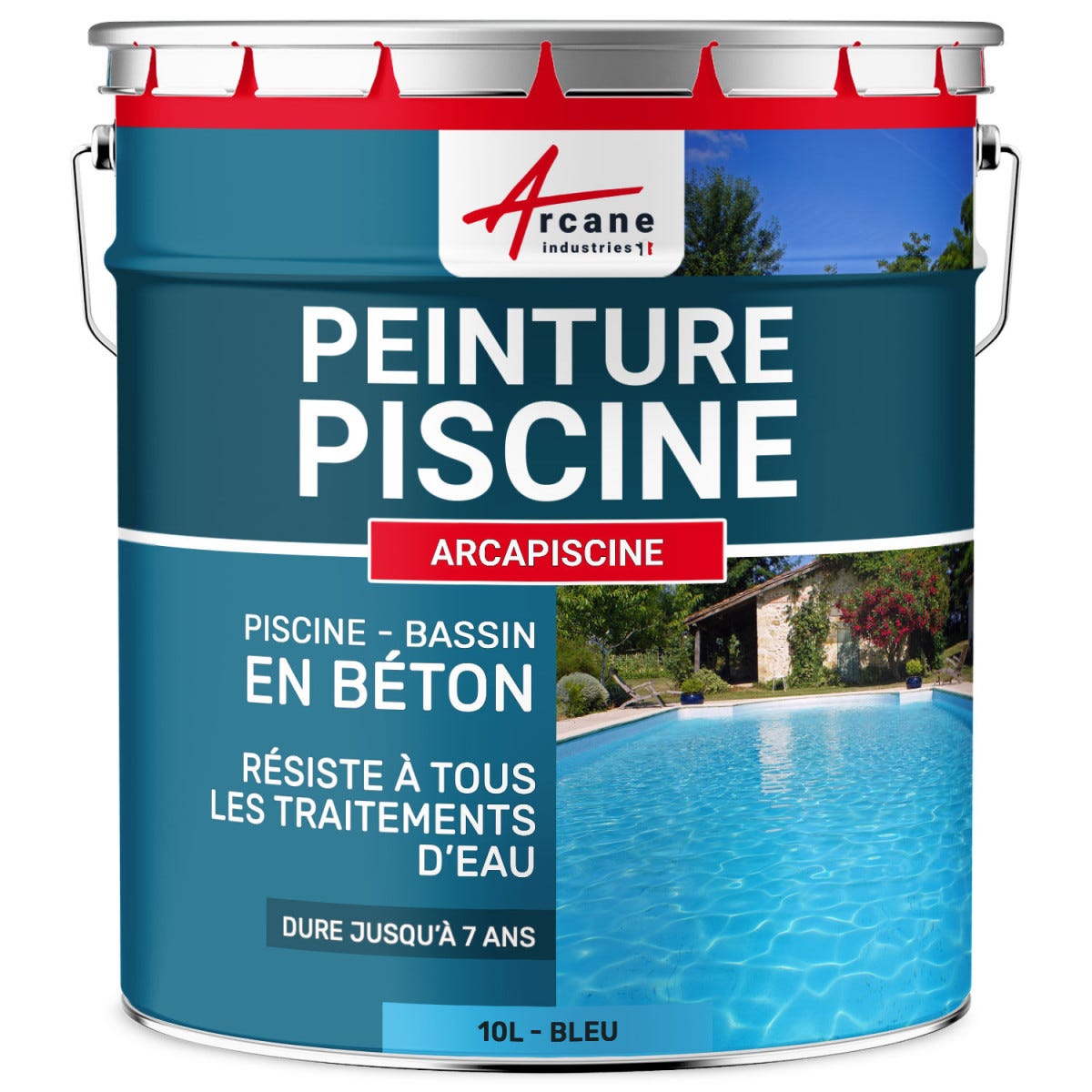 PEINTURE PISCINE BÉTON - 12 Couleurs - HAUTE RESISTANCE 7 ans - ARCAPISCINE Bleu - 10 LARCANE INDUSTRIES 0