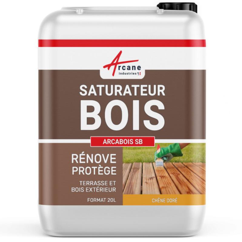 Saturateur Bois Naturel : Arcabois - Chêne Doré - Teinte Jaune - 20 L (jusqu A 100m²) - Arcane Industries
