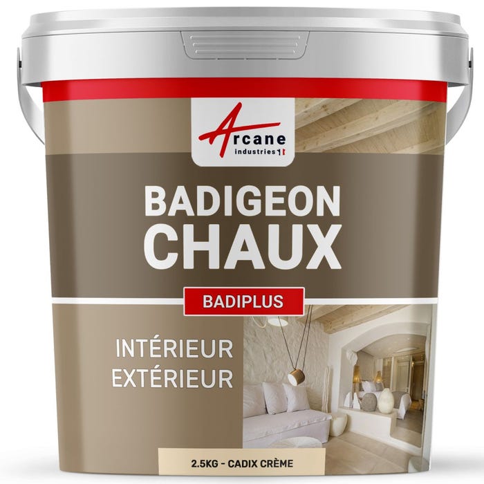 Badigeon à la chaux intérieur extérieur - BADIPLUS - 2.5 kg (jusqu'à 12.5 m²) - Cadix Crème - ARCANE INDUSTRIES 0