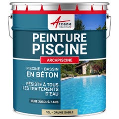 Peinture Piscine Béton - 12 Couleurs - Haute Resistance 7 Ans - Arcapiscine - Jaune Sable - Ral 1002 - 10 L