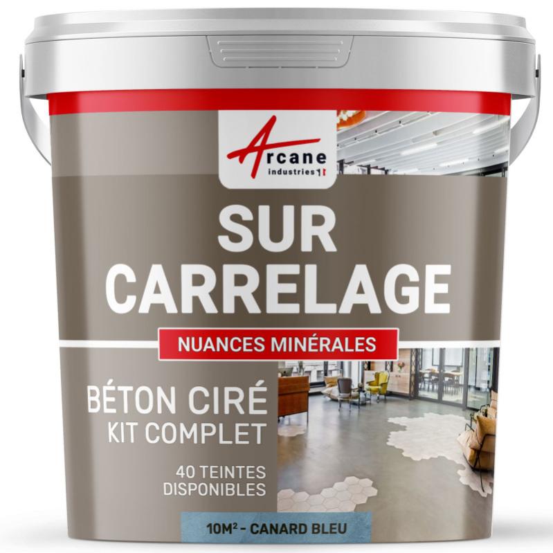 Beton Cire Carrelage Pour Sols Et Murs - Beton Cire Sur Carrelage - Canard - Gris Bleuté - 10 M² (2 Couches)
