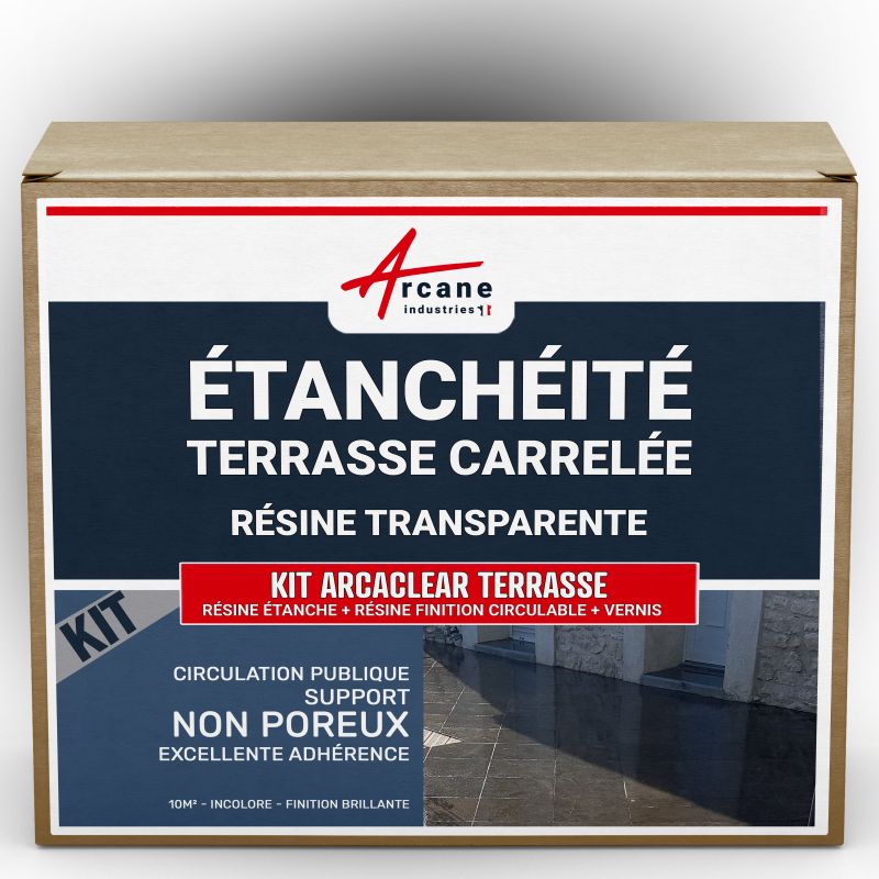 Résine D'étanchéité - Réparation Terrasse Fissurée - Transparent - Finition Brillante - 10m², Circulation Publique Support Non Poreux