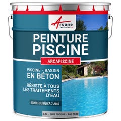 Peinture Piscine Béton - 12 Couleurs - Haute Resistance 7 Ans - Arcapiscine - Gris Proche - Ral 7040 (teinte Gris Bleu) - 2.5 L