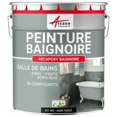 PEINTURE BAIGNOIRE LAVABO - Résine Époxy Rénovation baignoire, lavabo - 1 kg (jusqu'à 3 m² en 2 couches) - Noir foncé - RAL 9005 - ARCANE INDUSTRIES 0