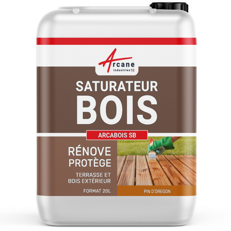 Saturateur Bois Naturel : Arcabois - Pin D'oregon - Teinte Orangé - 20 L (jusqu A 100m²) - Arcane Industries