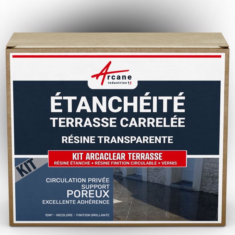 Résine D'étanchéité - Réparation Terrasse Fissurée - Transparent - Finition Brillante - 10m², Circulation Privée, Support Poreux