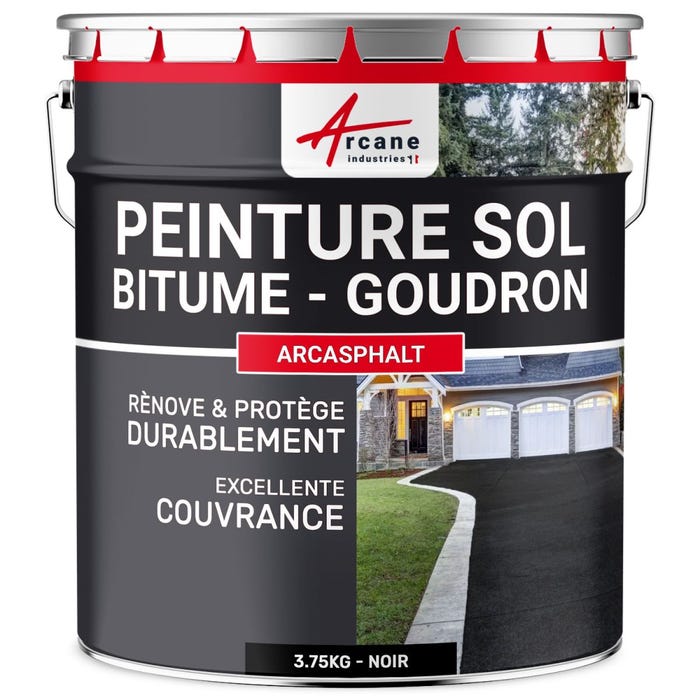Peinture Bitume, Goudron, Enrobé - ARCASPHALT - 3.75 kg (jusqu a 7.5 m² en 2 couches) - Noir - ARCANE INDUSTRIES 0