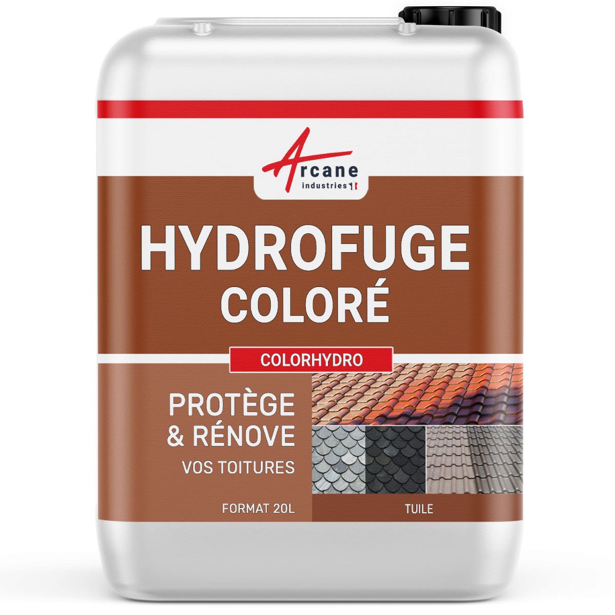 Hydrofuge Coloré Tuile et Toiture - COLORHYDRO - 20 L (jusqu à 80m²) - Tuile - RAL 8004 - ARCANE INDUSTRIES 0