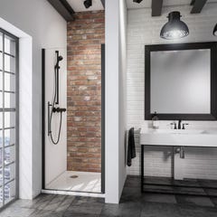Schulte porte de douche pivotante, 100 x 192 cm, profilé noir, verre 5 mm transparent anticalcaire, style atelier industriel 0